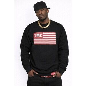 NWT The Marathon Clothing Flag Block Logo Crew Sweatshirt Black Men’s 4XL New B7